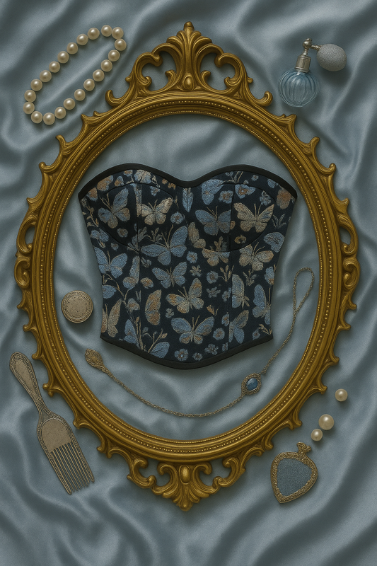 “Papillon Bleu” – Kelebek Dokunuşlu Vintage Korse
