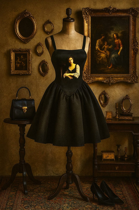 Caravaggio’s Muse Barok Siyah Elbise