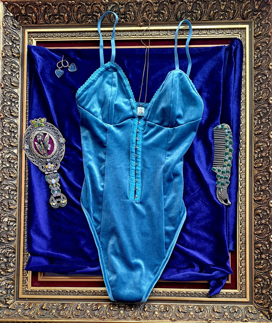 Vintage Lacivert Koyu Mavi Bodysuit