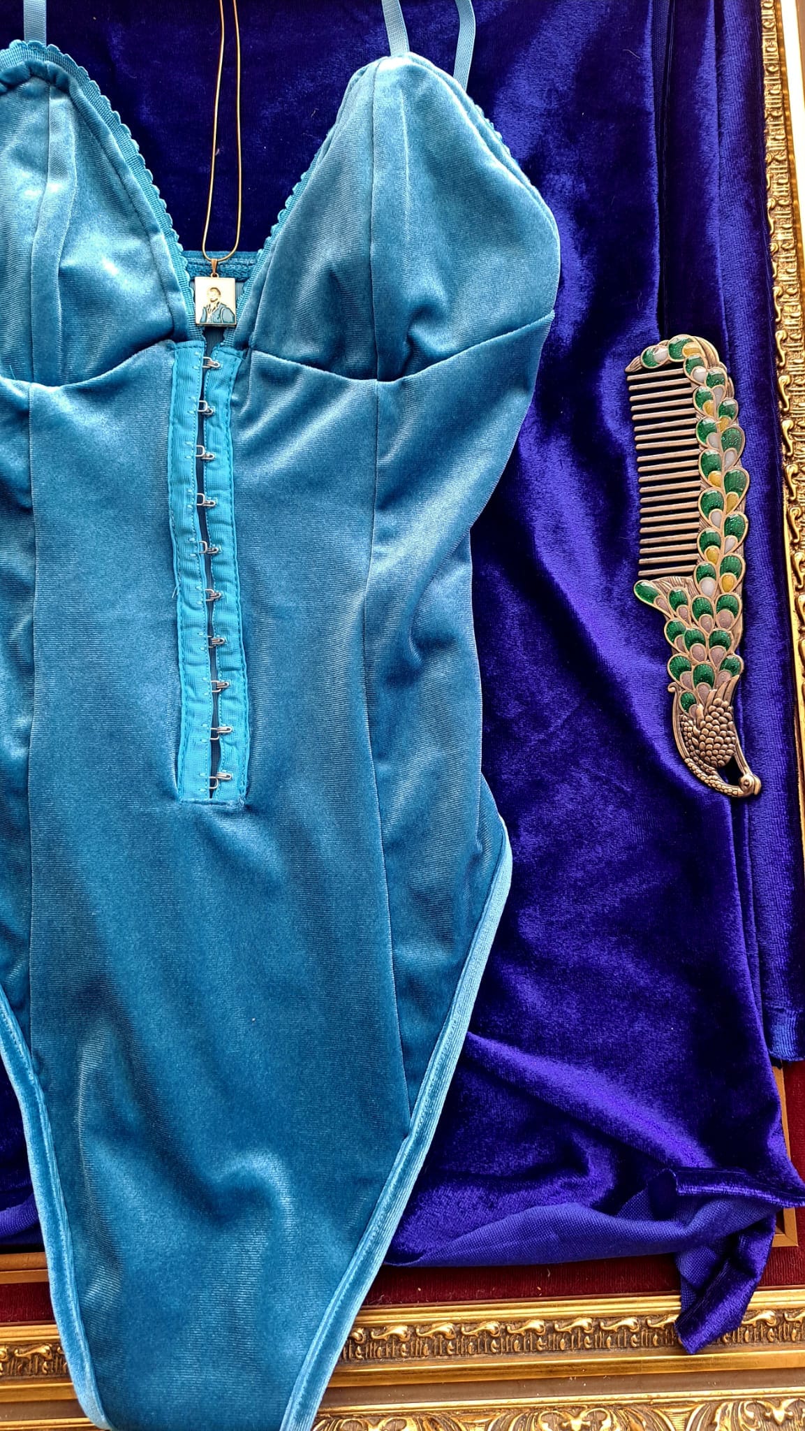 Vintage Lacivert Koyu Mavi Bodysuit
