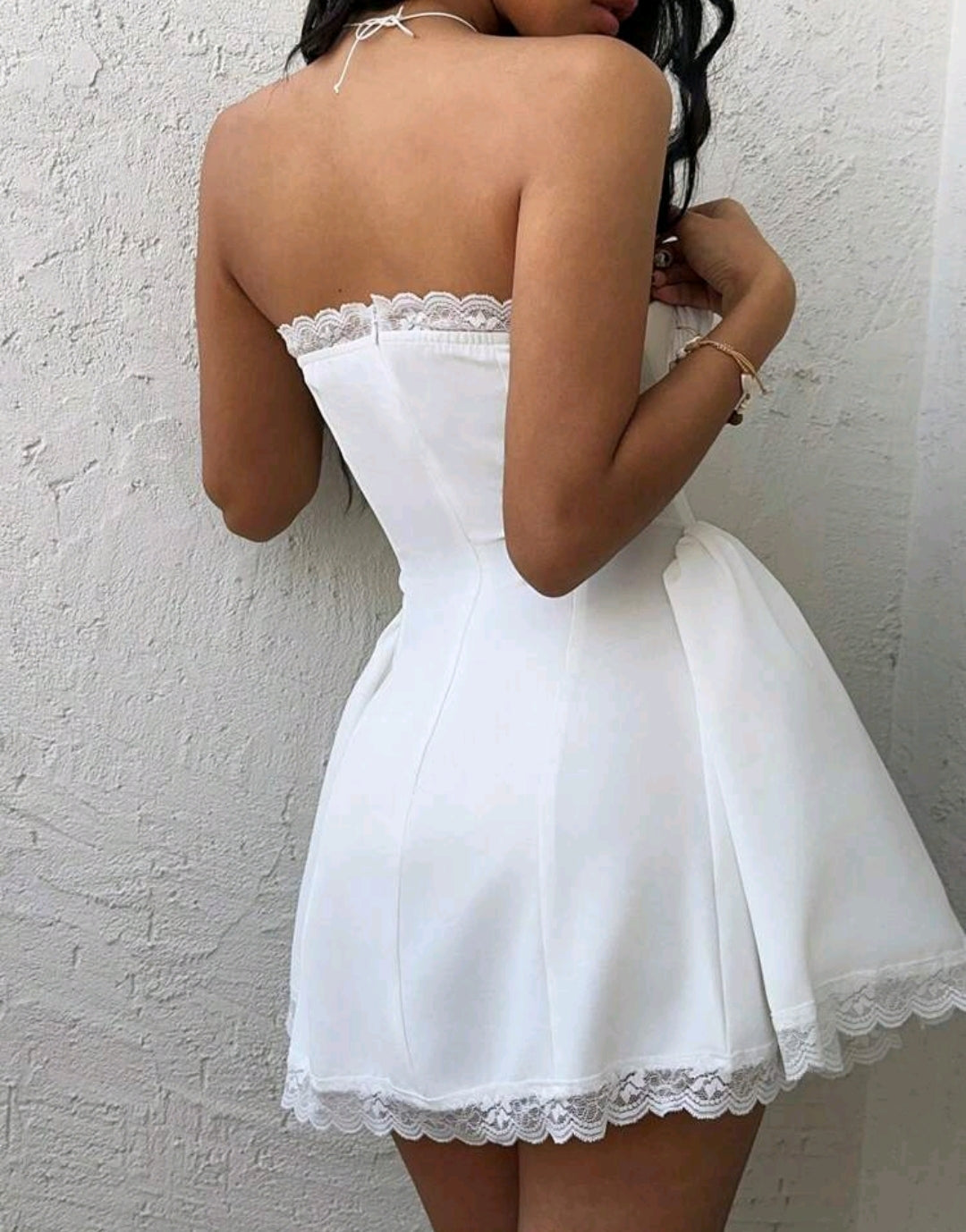 White Sally Saten Elbise