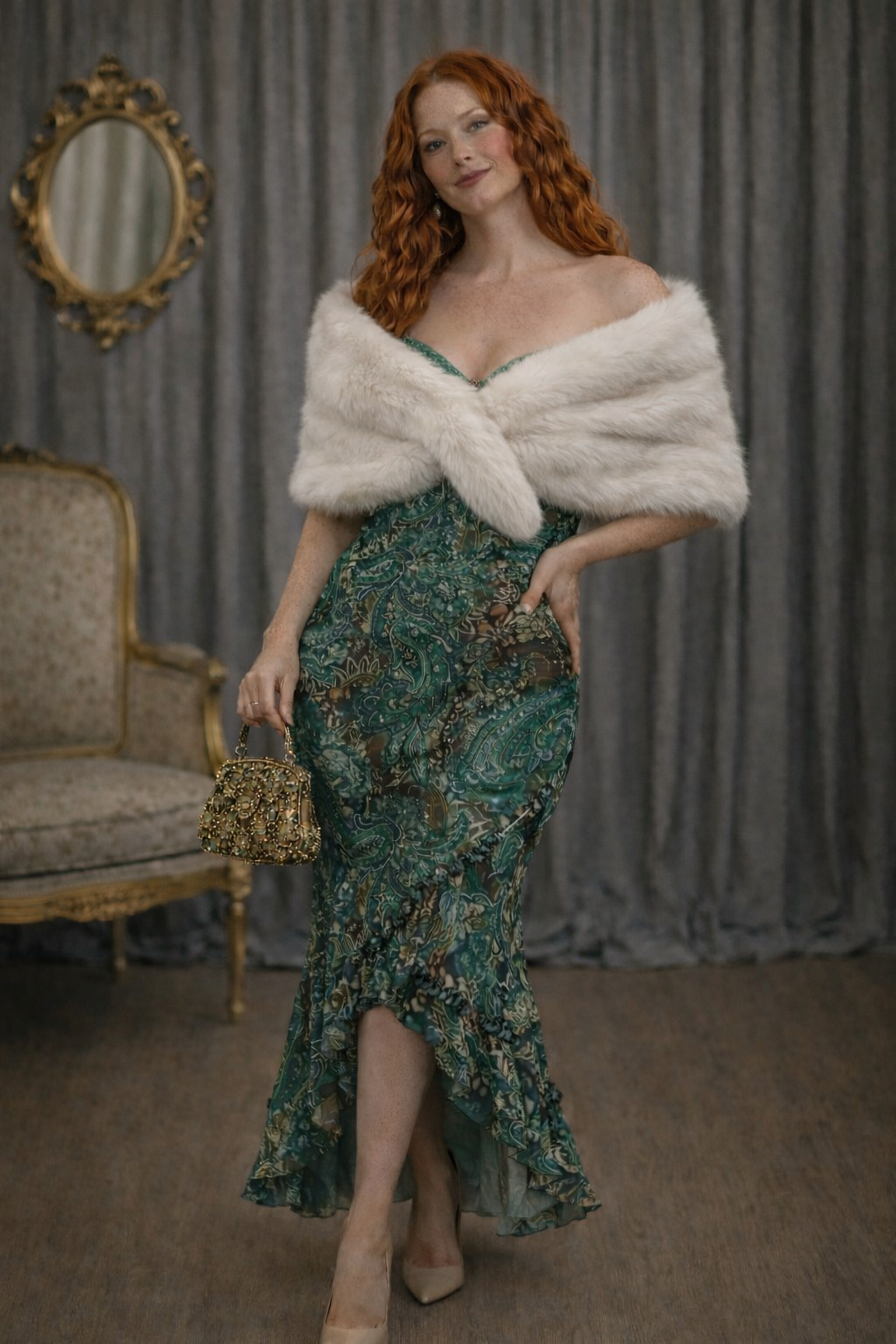 Emerald Reverie – Vintage Dantel Elbise