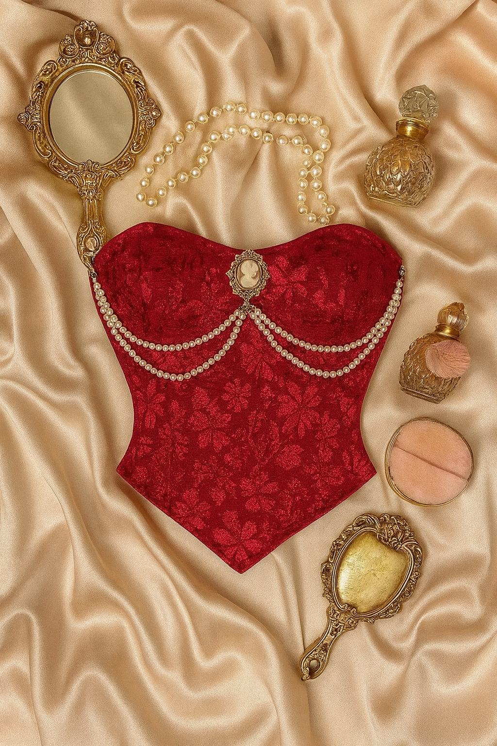 Cherry Büstiyer Likralı Korse