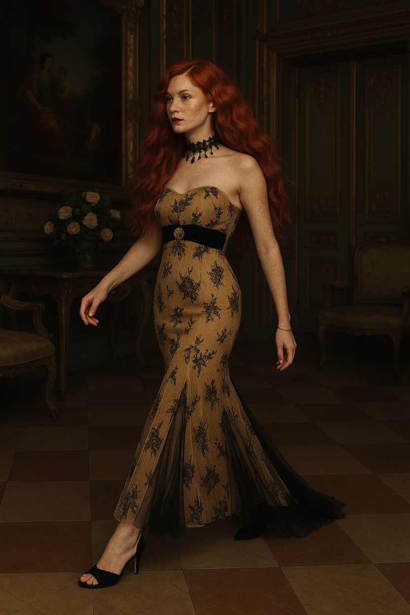 Lady of the Black Roses Tasarım uzun elbise