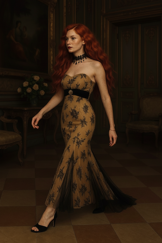 Lady of the Black Roses Tasarım uzun elbise