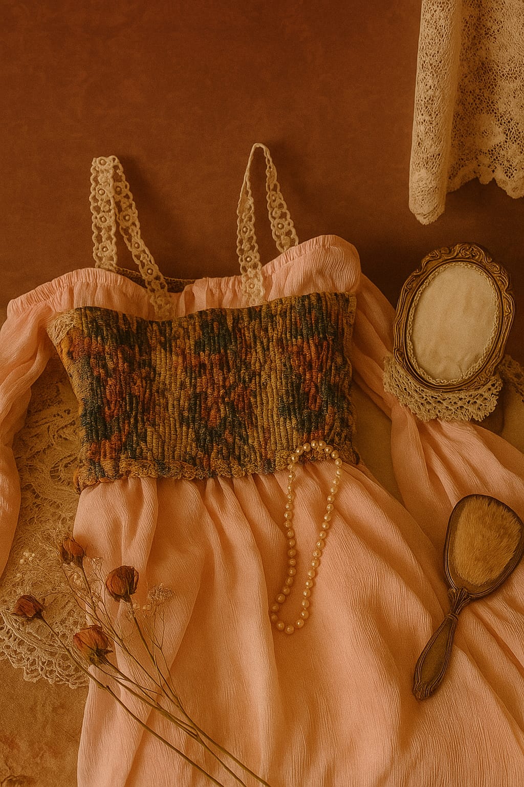 Rosa Vintage Korse ve Elbise
