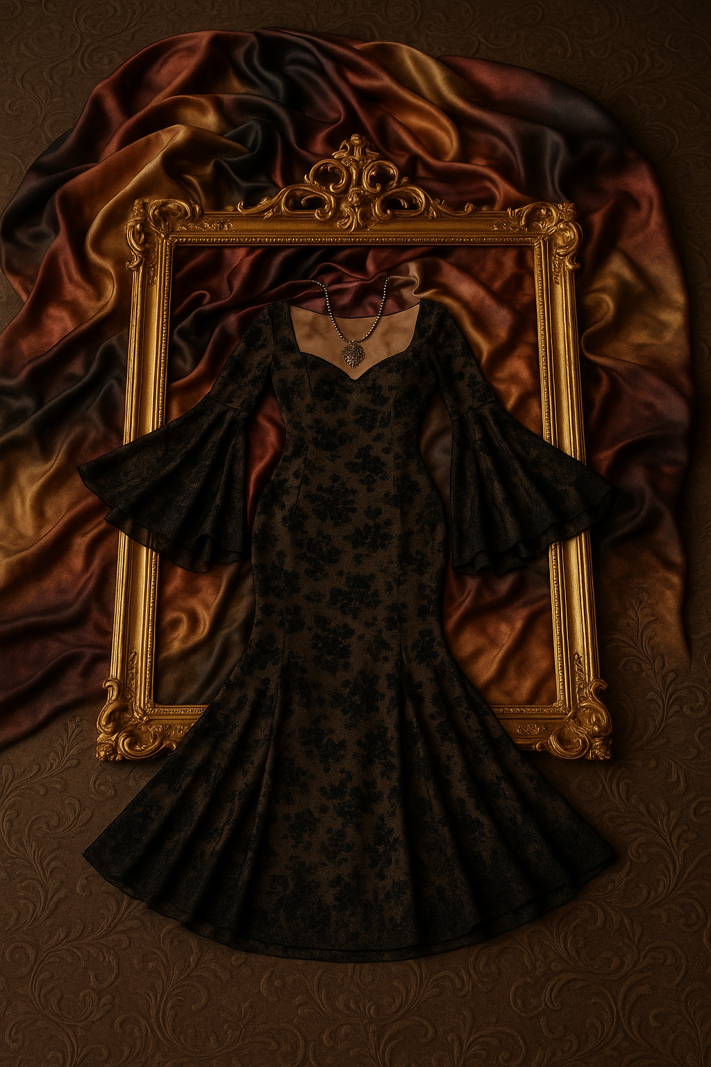 Velvet Shadows Gothic uzun elbise