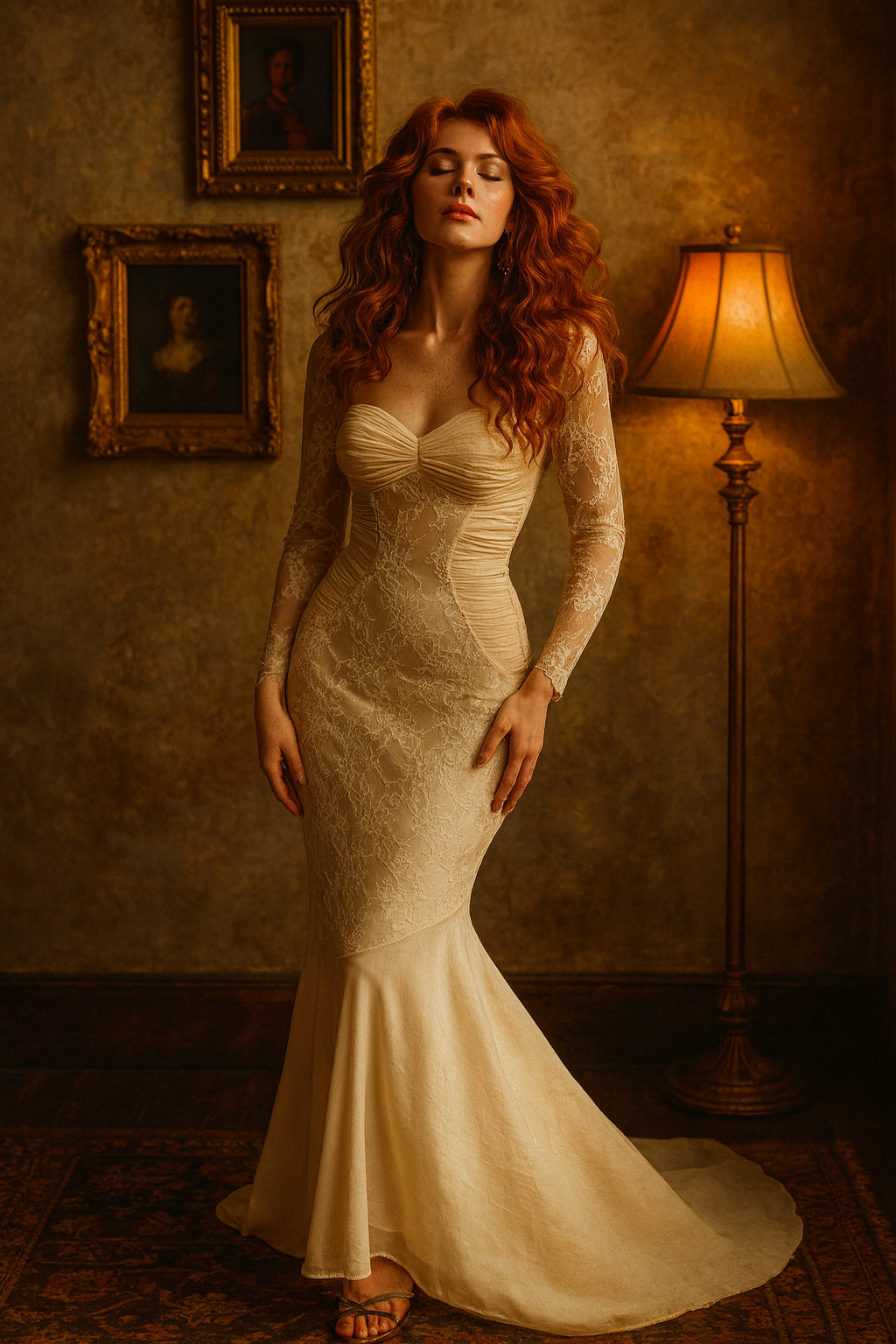 Frida in Paris dantel uzun elbise