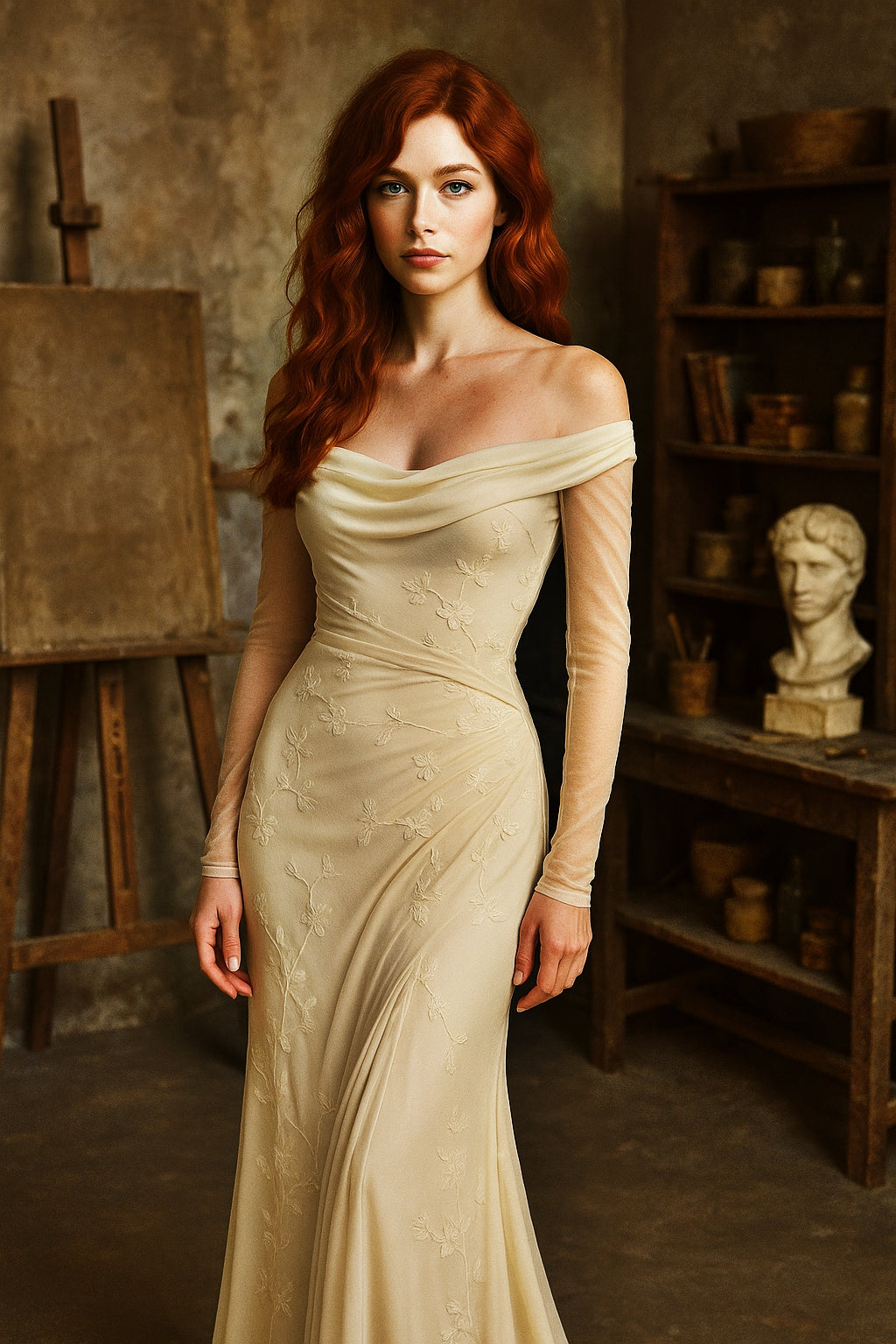 Whispering Champagne Gown Uzun Kuyruklu Elbise