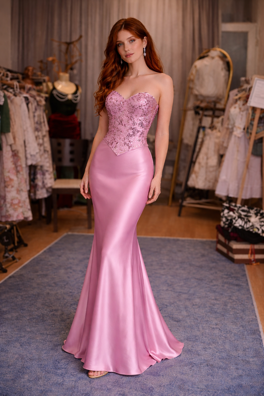 Rosé de Lune 2Parça Set Korse ve Elbise