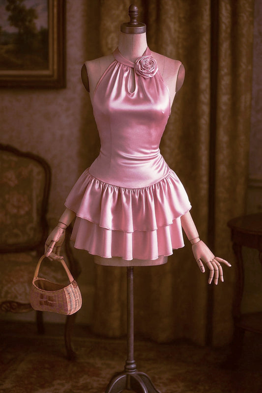 Molly Pink Pembe Saten Elbise