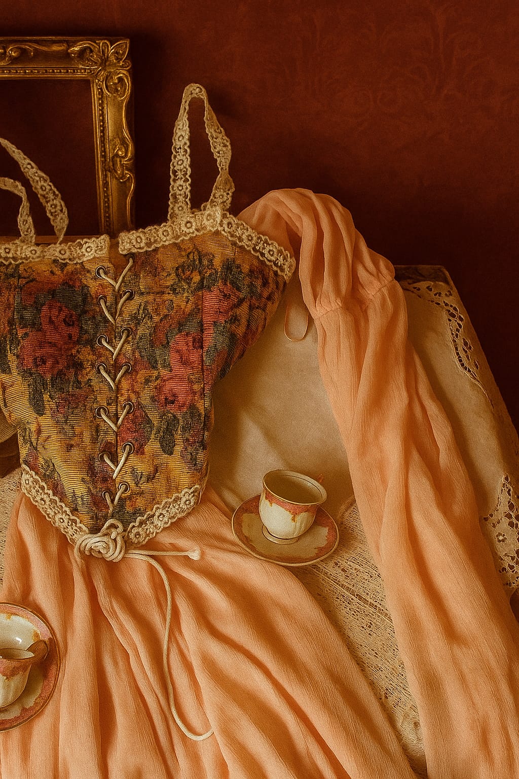 Rosa Vintage Korse ve Elbise
