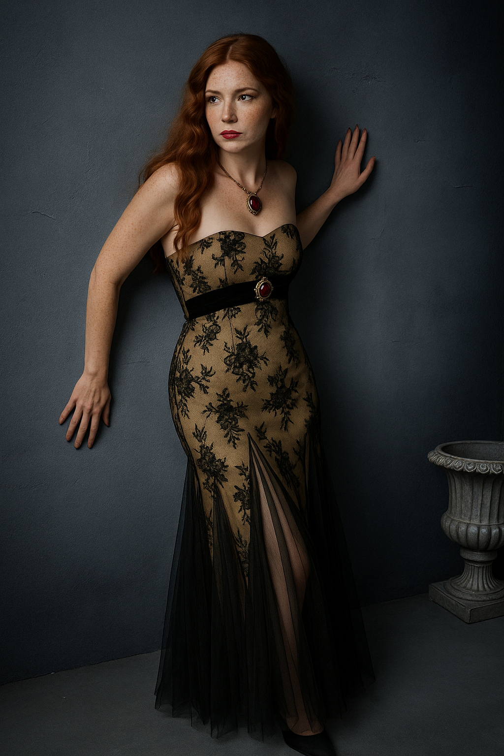 Lady of the Black Roses Tasarım uzun elbise