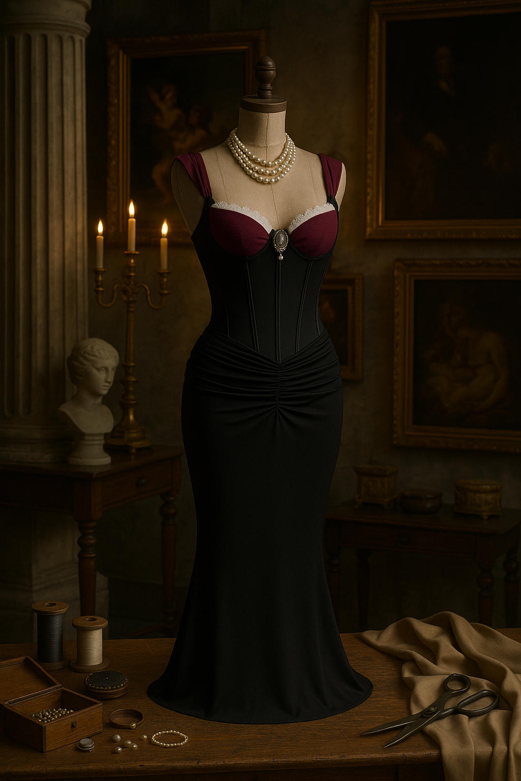 Burgundy Nocturne Ensemble (Korse + Etek)