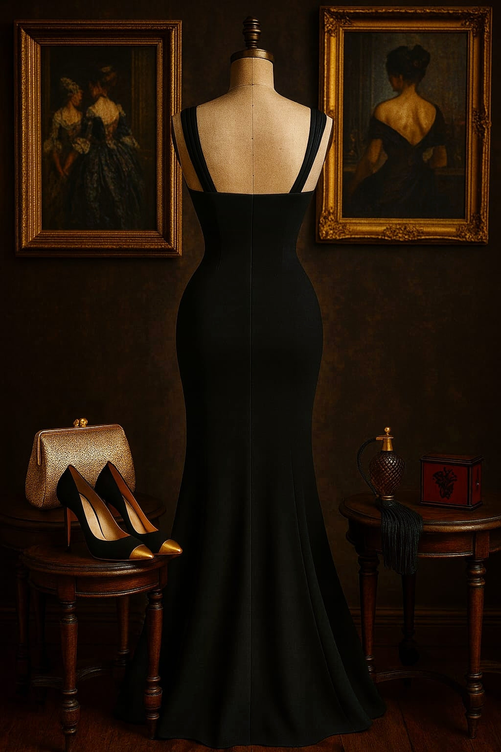 Black Swan Duchess -İncili Broşlu Elbise
