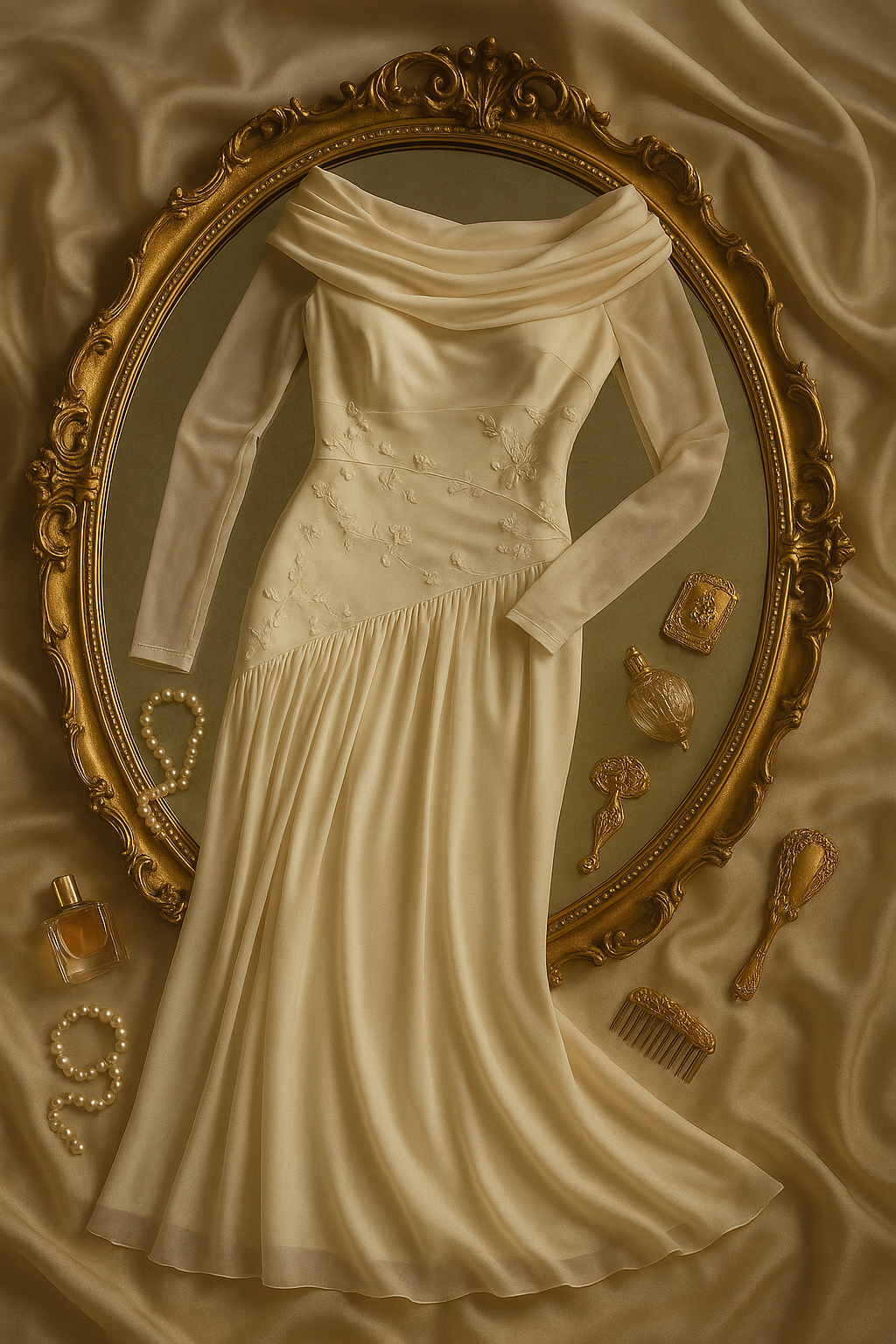 Whispering Champagne Gown Uzun Kuyruklu Elbise