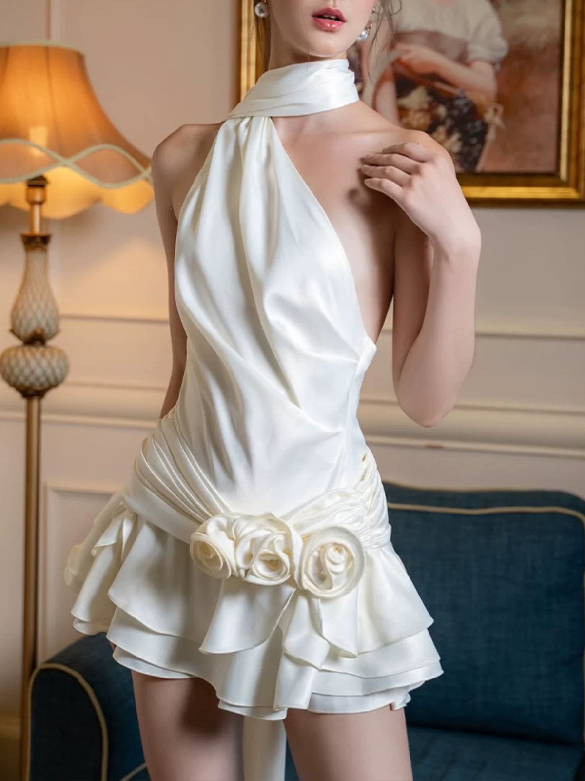 Rose Brigitte Saten Elbise