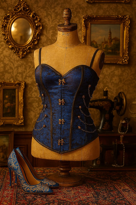 Royal Sapphire – Zincir Detaylı Jakarlı Korse