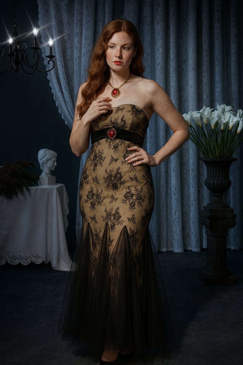 Lady of the Black Roses Tasarım uzun elbise