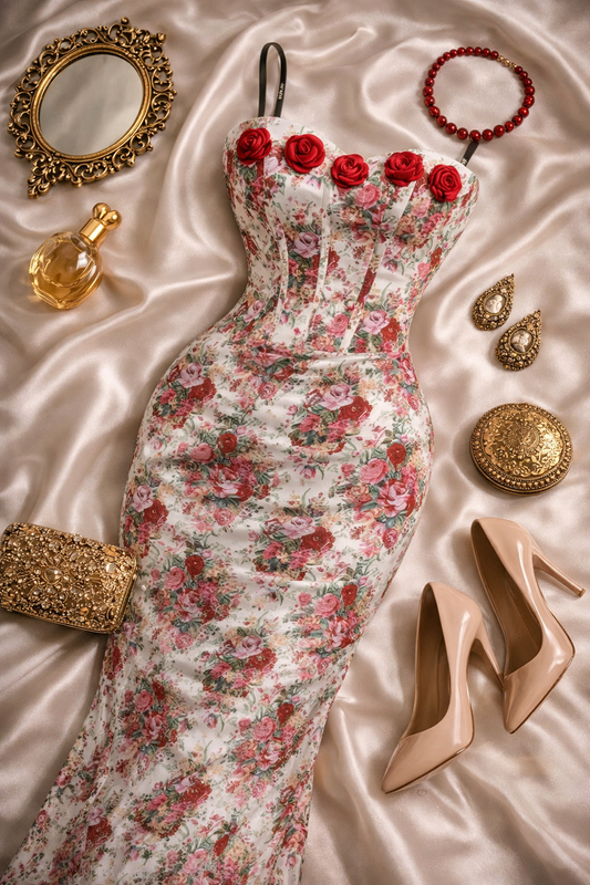 Portrait de Roses – Güllü Korse Elbise