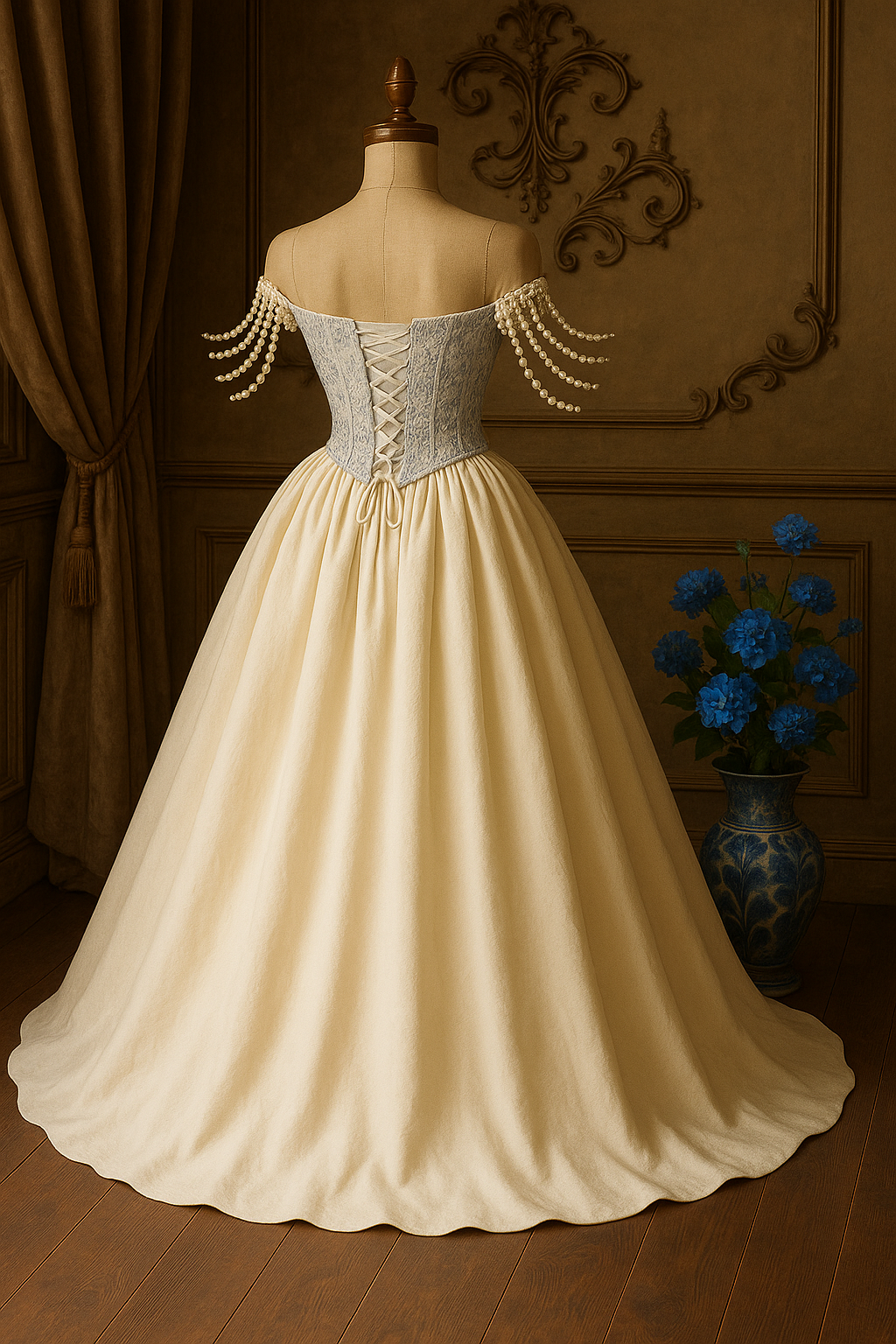 Baroque Pearl Elegance – Vintage Prenses Elbise