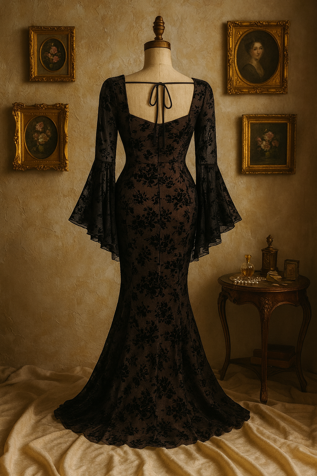 Velvet Shadows Gothic uzun elbise