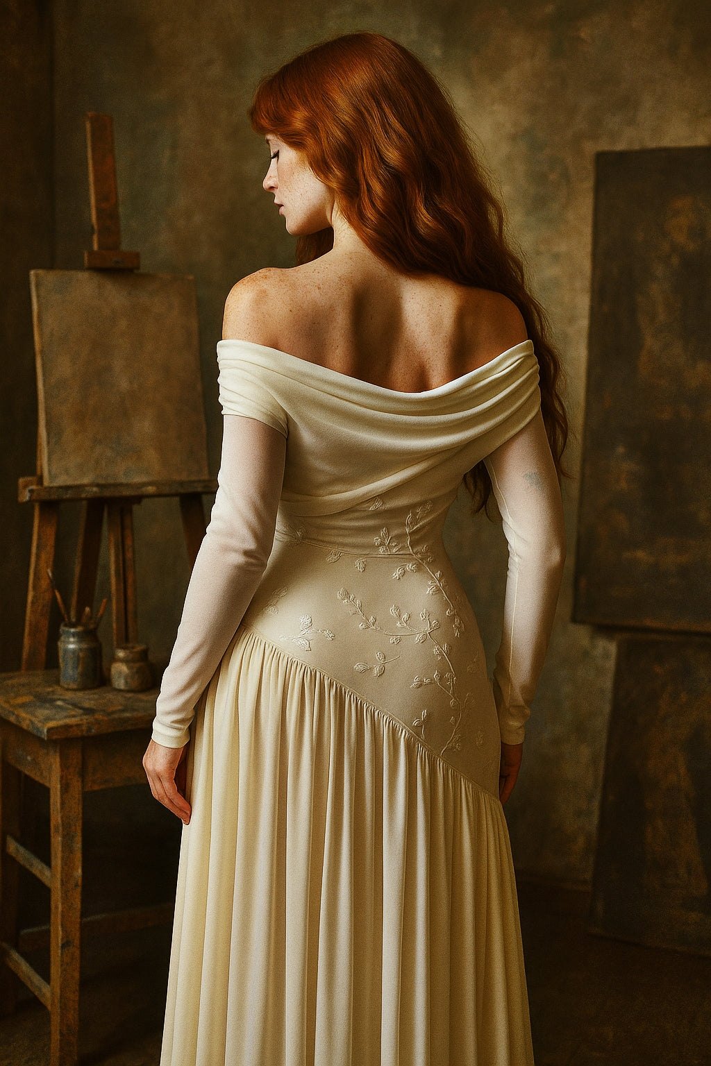 Whispering Champagne Gown Uzun Kuyruklu Elbise