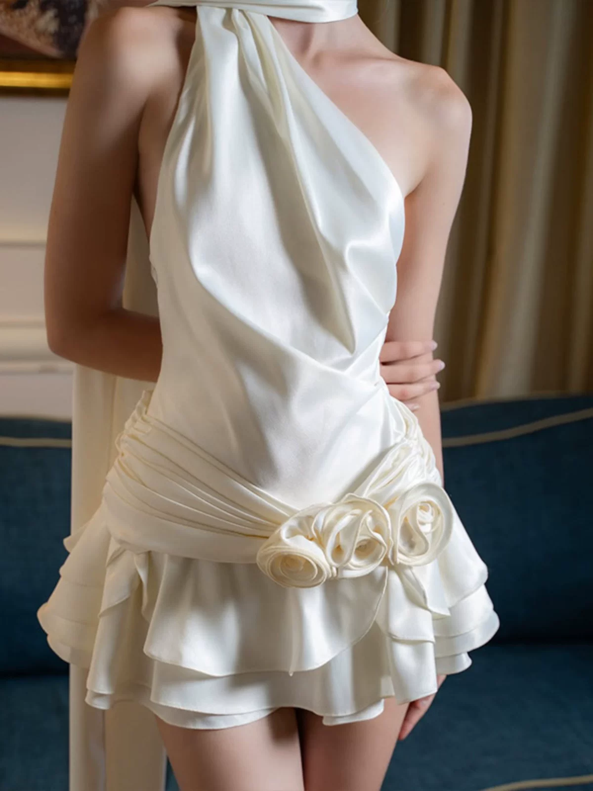 Rose Brigitte Saten Elbise