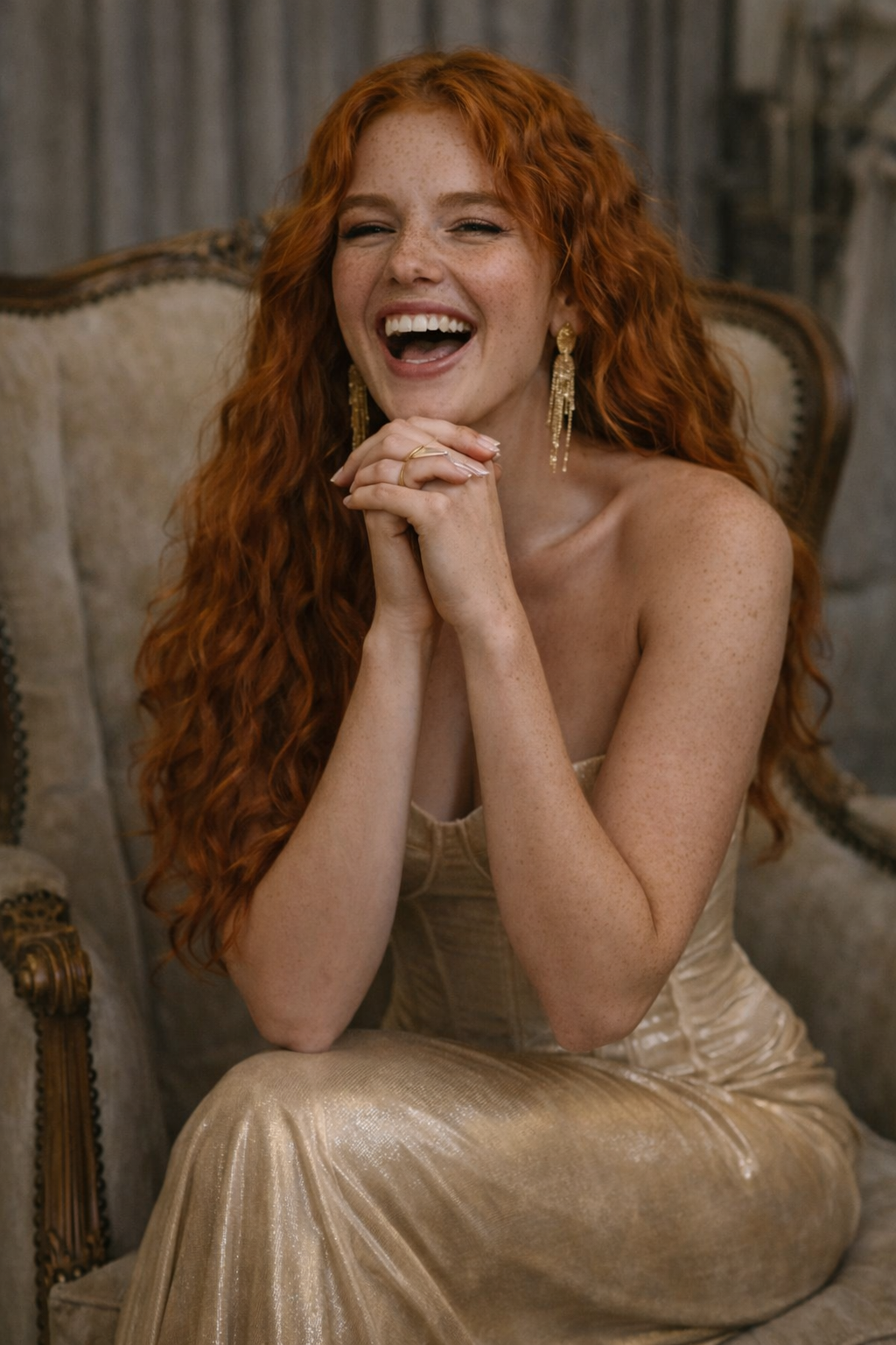 Champagne Corset Set(Korse Üst & Drapeli Etek – 2 Parça)