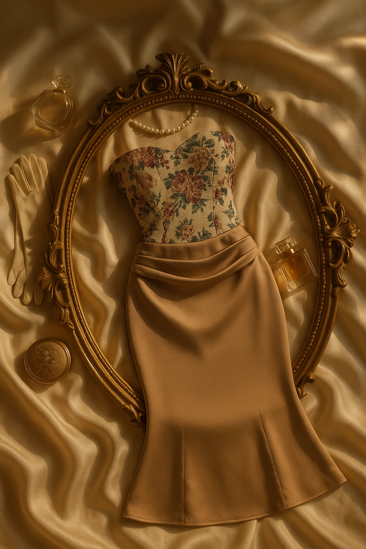Rosée Dorée – Élégance Vintage Elbise