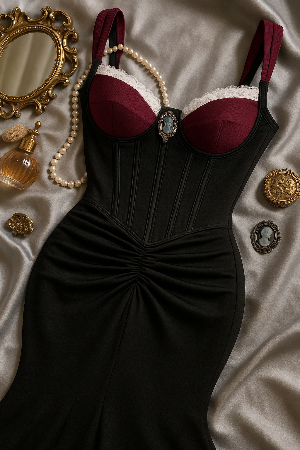 Burgundy Nocturne Ensemble (Korse + Etek)