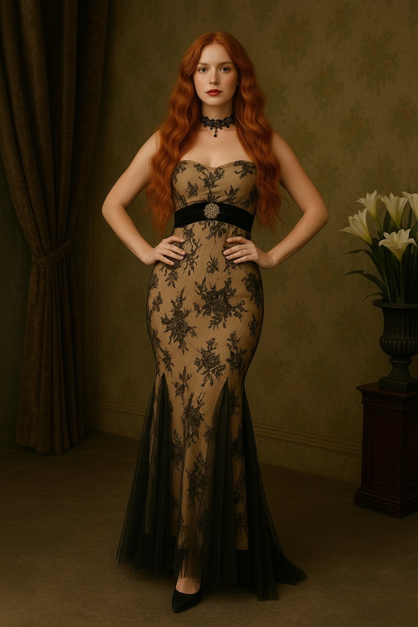 Lady of the Black Roses Tasarım uzun elbise