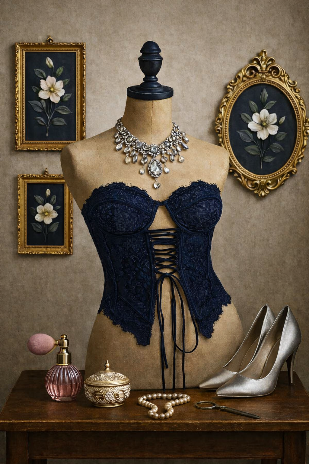 Midnight Lace Korse ve Etek