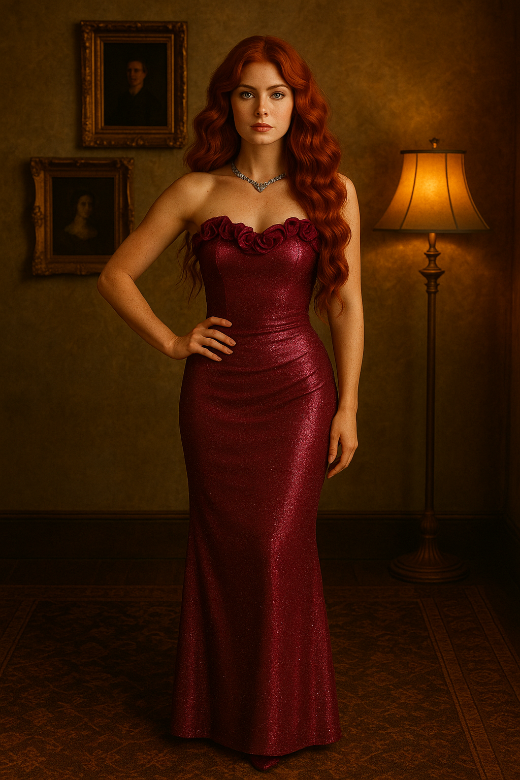 Cherry Wine Glitter Elbise