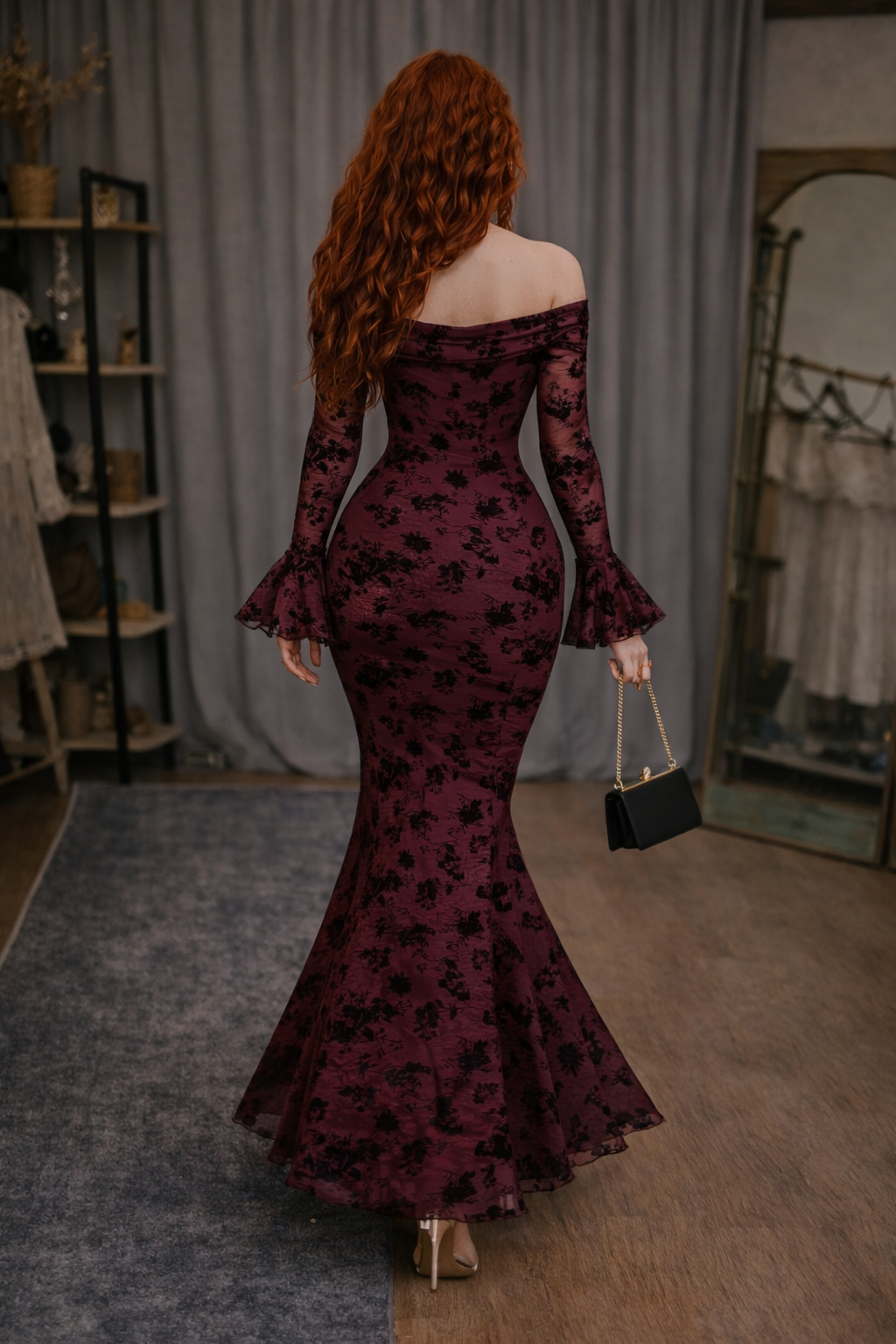 Crimson Nocturnal Elbise