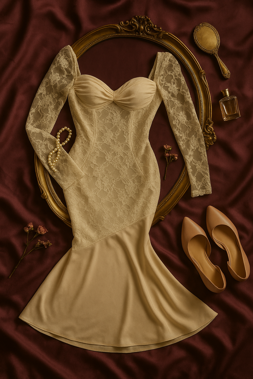 Frida in Paris dantel uzun elbise