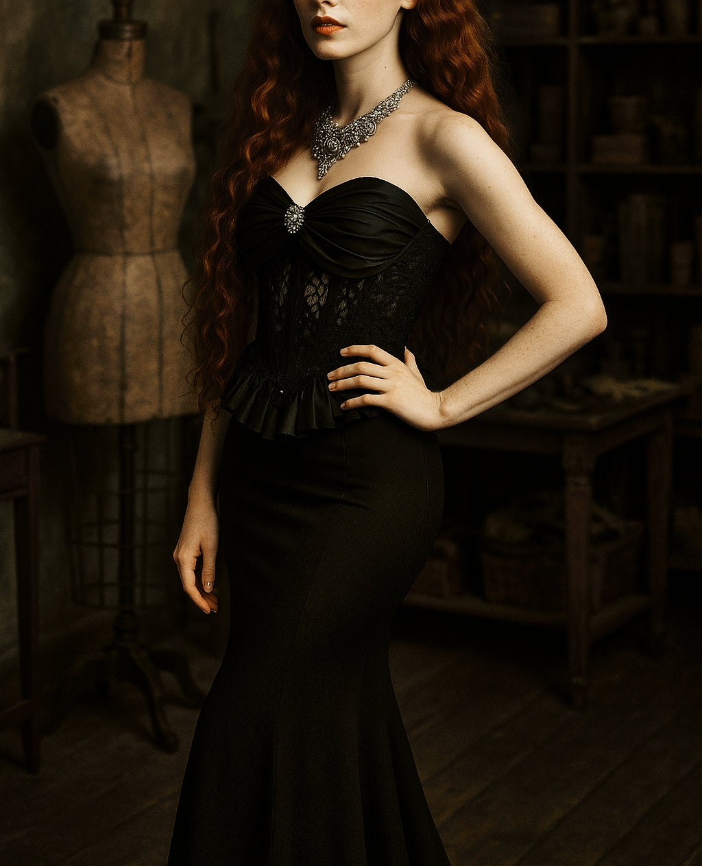 ✨ “Black Siren – A&C Atelier”Siyah Elbise Set