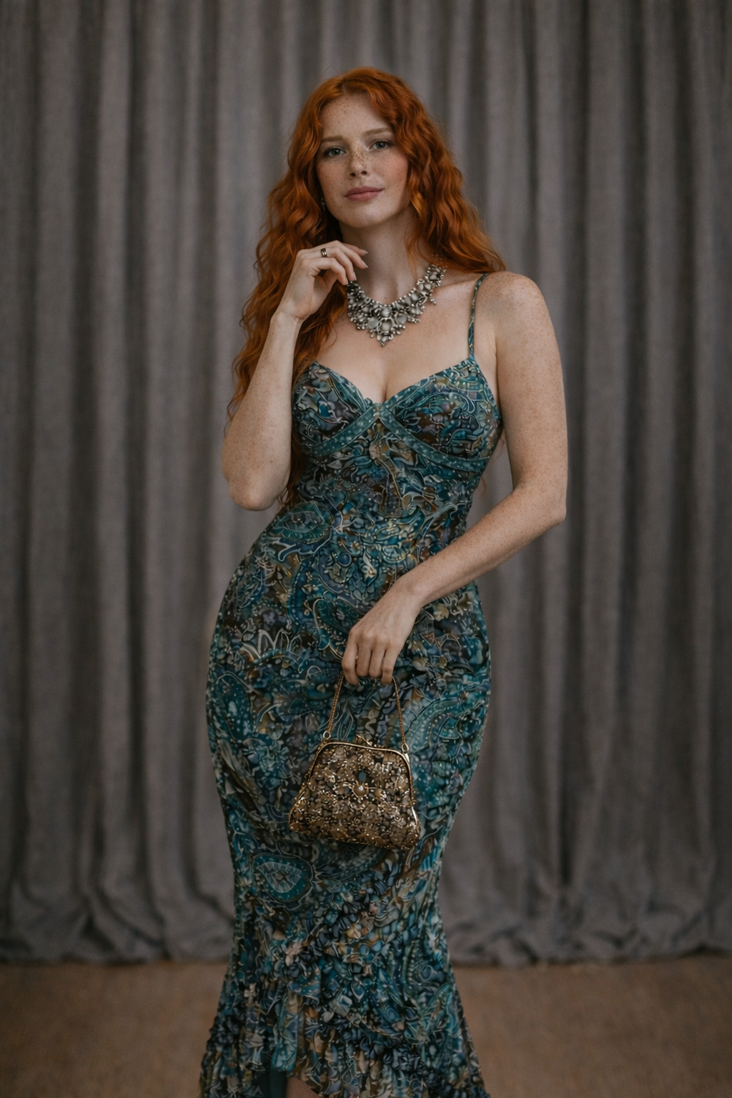 Emerald Reverie – Vintage Dantel Elbise