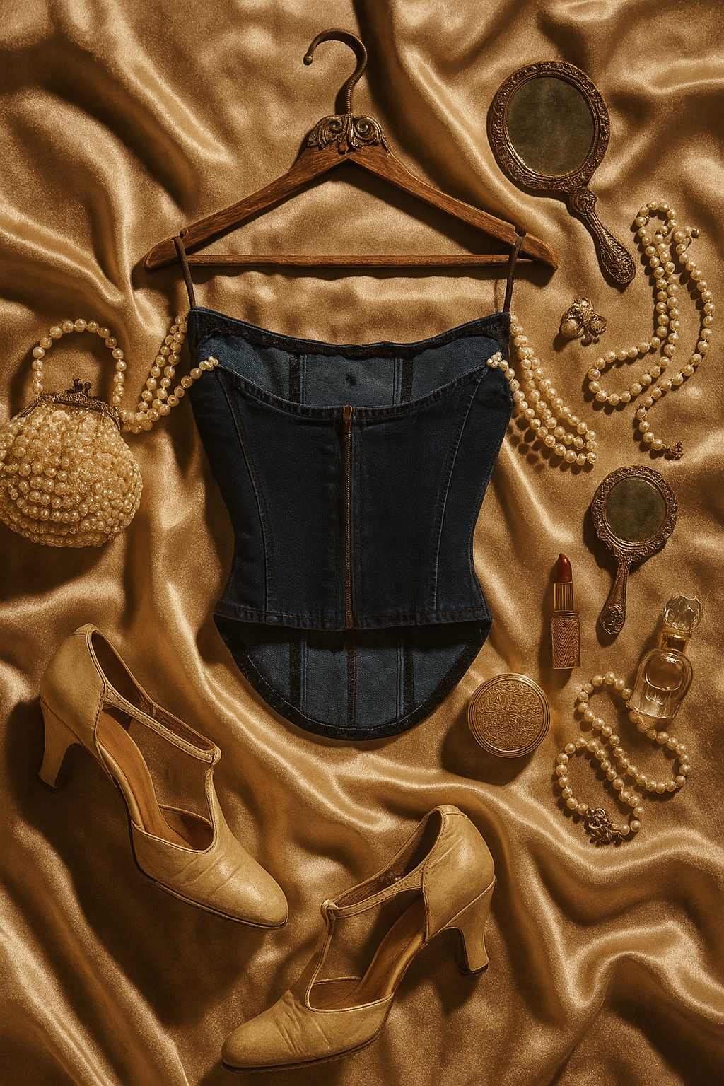 Denim Midnight Pearl Korse Büstiyer
