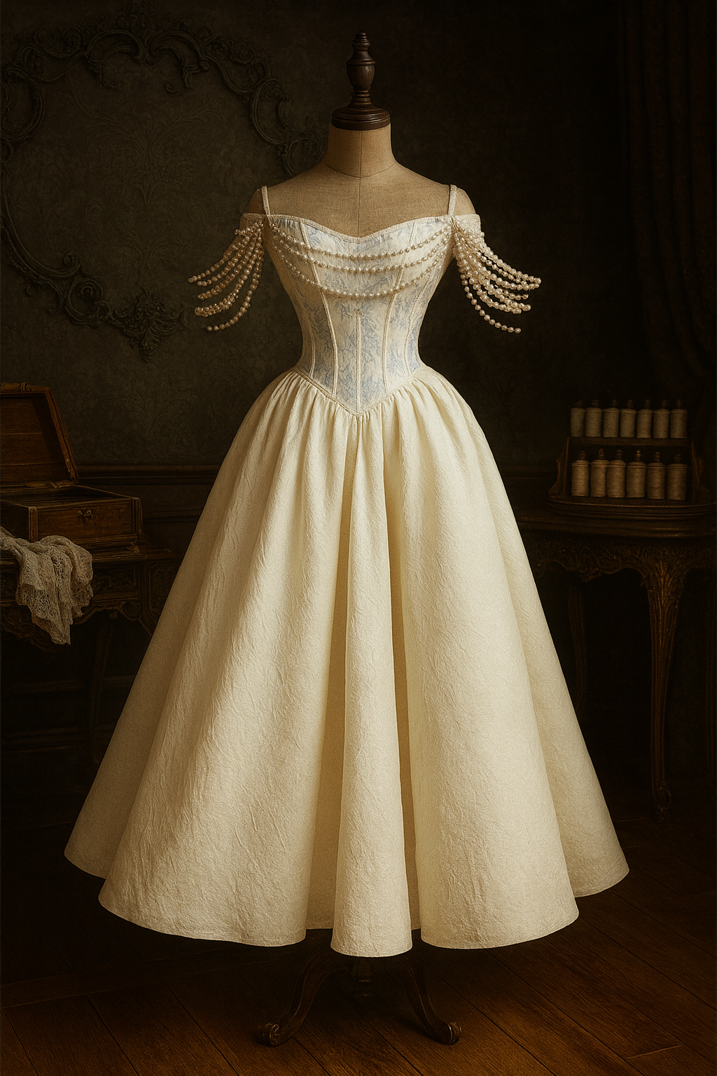 Baroque Pearl Elegance – Vintage Prenses Elbise