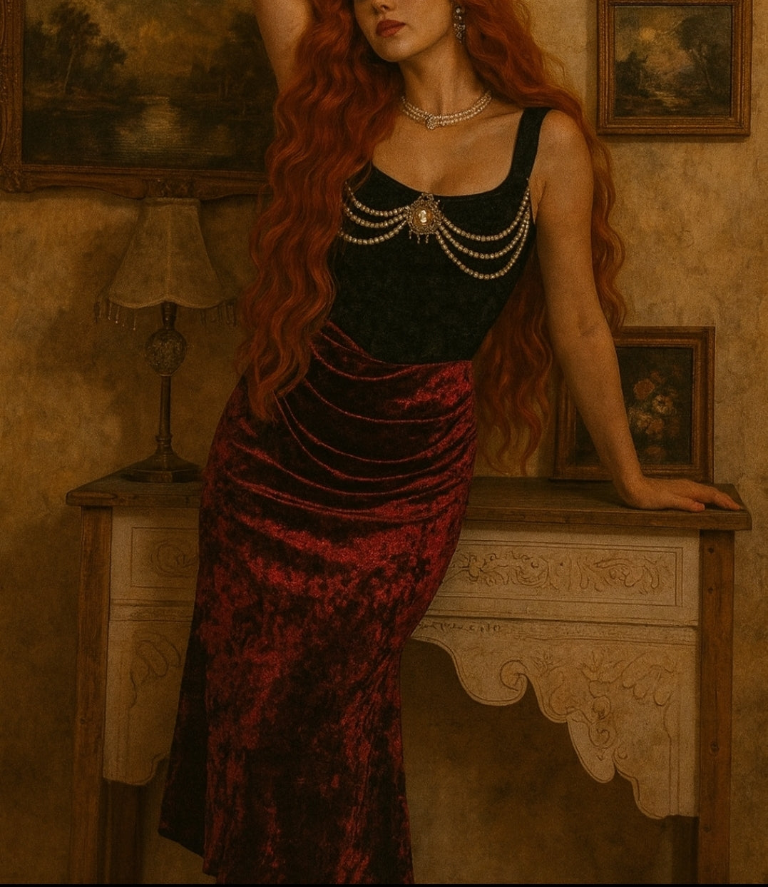 Crimson Empress – Barok Kadife Elbise