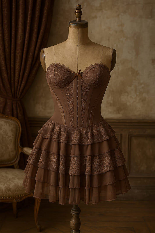 Cafe Dentelle Mini Elbise